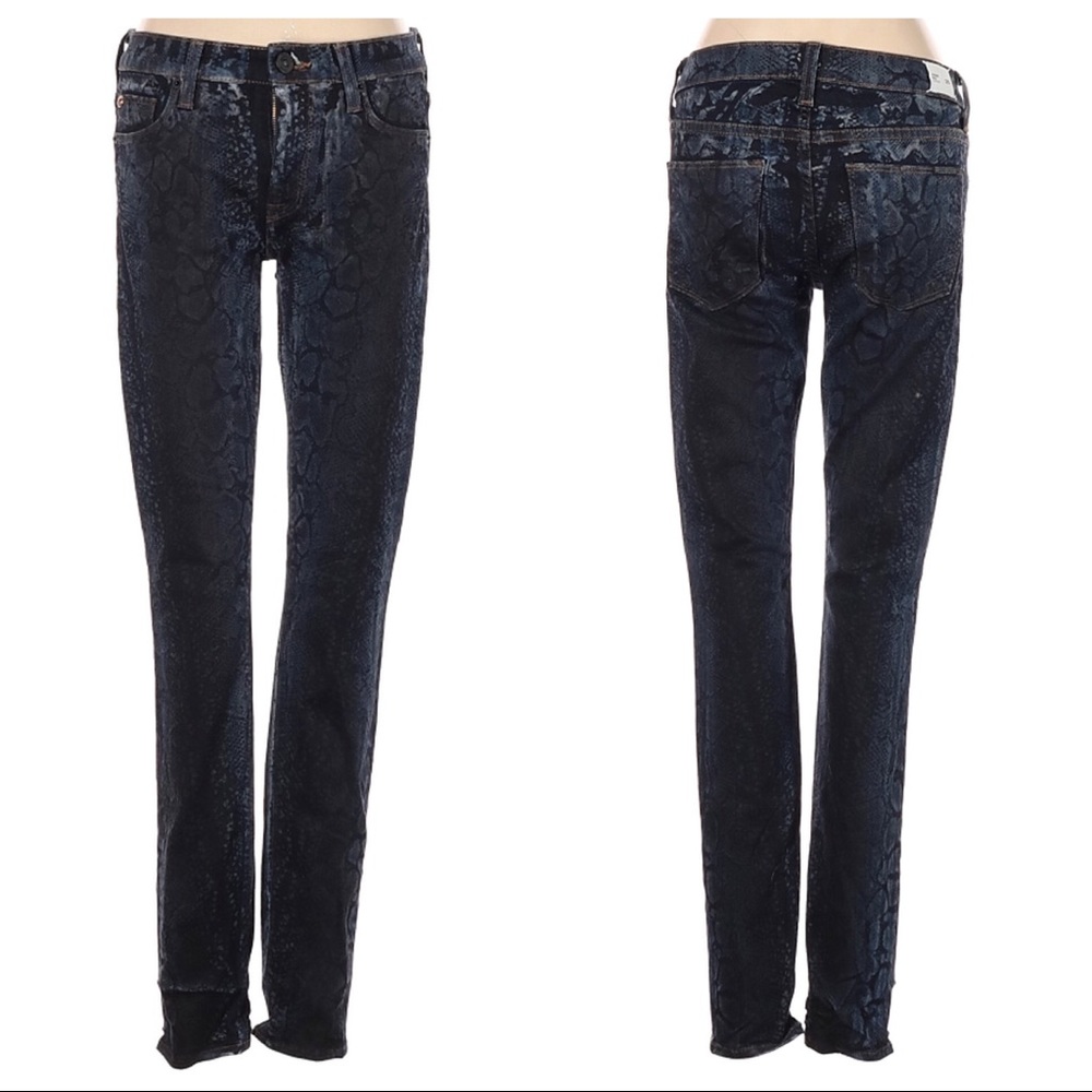 Hudson Navy Blue Python Snake Print Nico Super Sk… - image 2